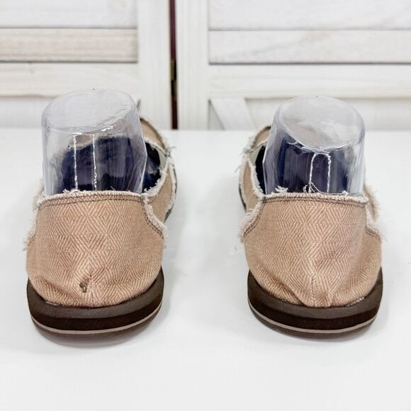 Sanuk Sidewalk Surfer Hemp Slip On Loafers Tan Herringbone Women 9 Beach Grunge - Picture 6 of 11